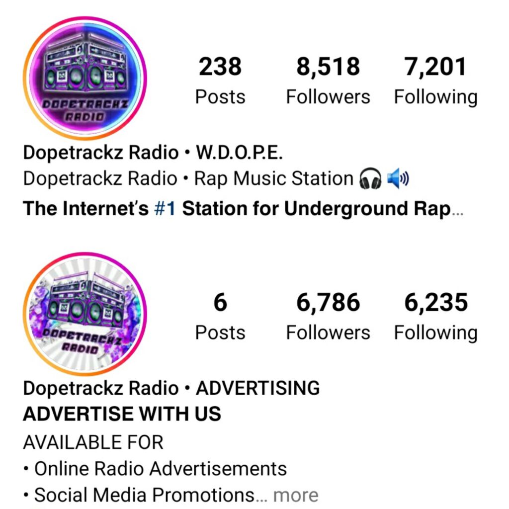 Dopetrackz Radio Instagram